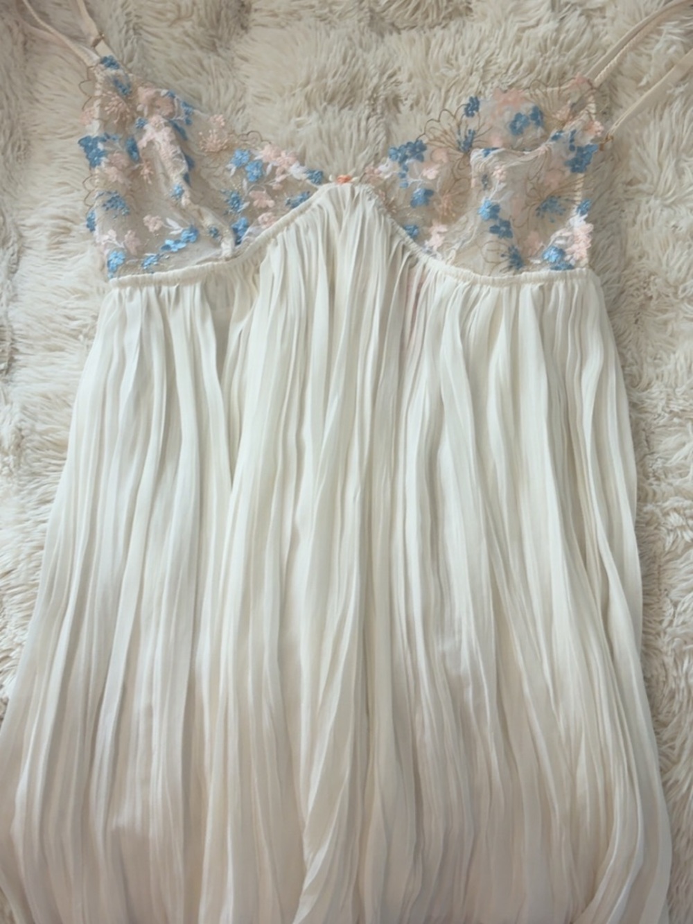 Victoria's Secret White Pleated Sheer Slip